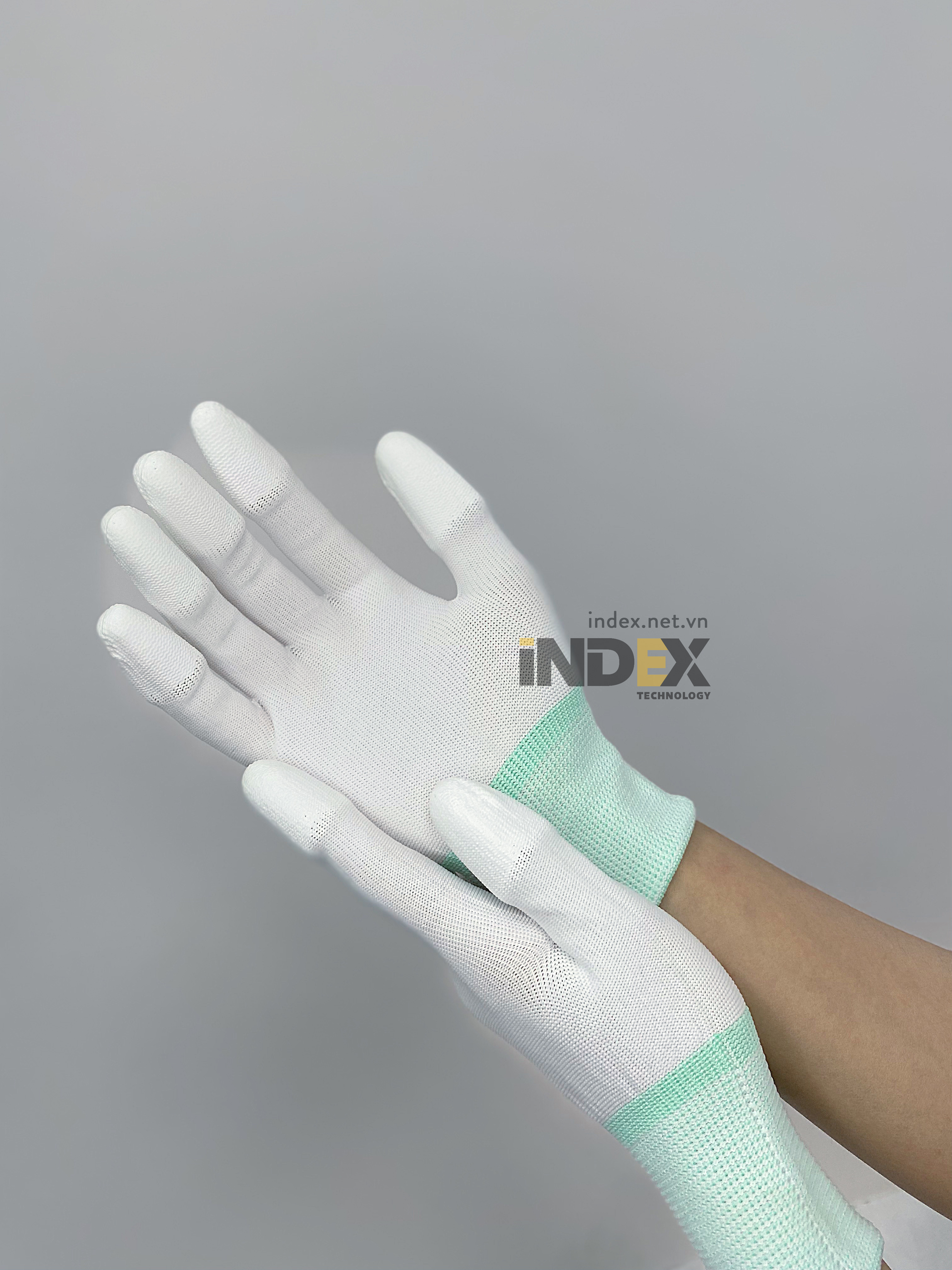 Găng tay chống tĩnh điện Carbon phủ PU Ngón