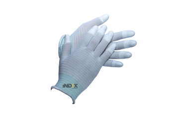 PU gloves, gray, covered with fingers